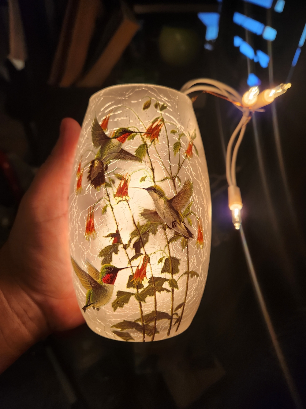 Hummingbird Decorative Glass Votive Candle Holder - White
